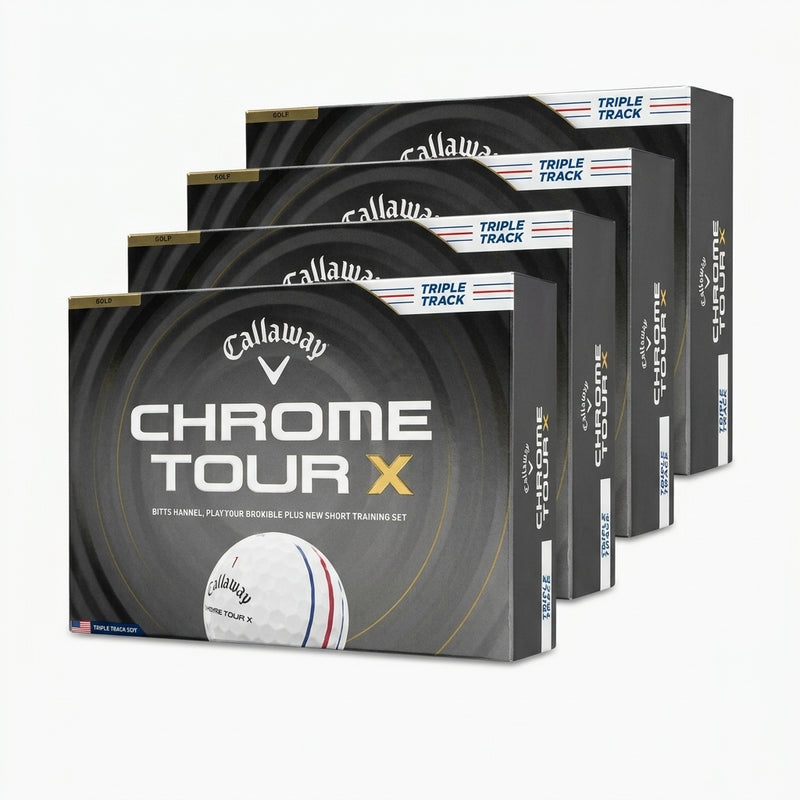 Golf ball packaging (4-pack of sleeves/boxes) — Studio - Clean | Generated by Modelize